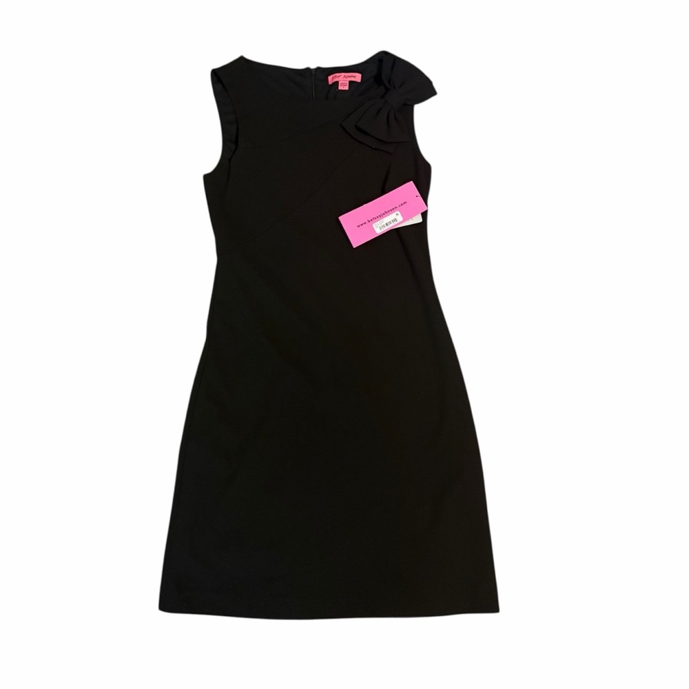 Betsey Johnson Dress Sheath Sleeveless Bow Accent Black 2 - Picture 3 of 8
